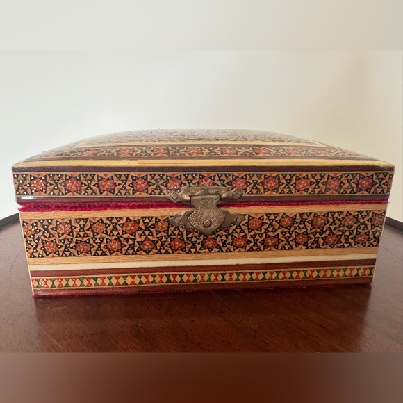 Mid Century Persian Khatamkari Bone Wood Inlay Box - Picture 1 of 7